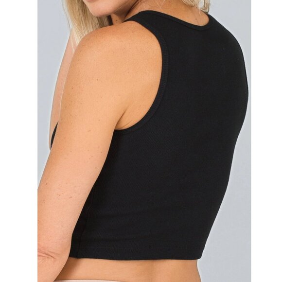 NWT Siella Cotton Rib Square Neck Tank Black - Picture 12 of 12